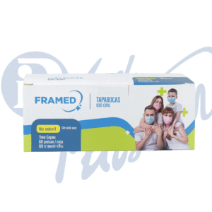caja de tapabocas termosellados marca Framed