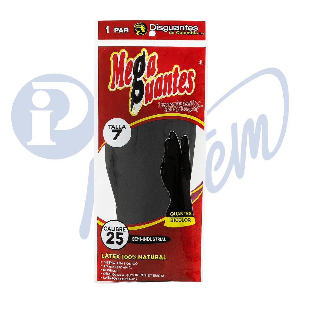 empaque de guantes de caucho negro para uso doméstico Mega Guantes