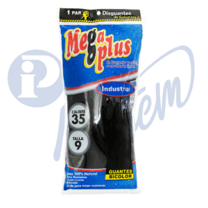 guantes de caucho negro Mega Plus para uso industrial